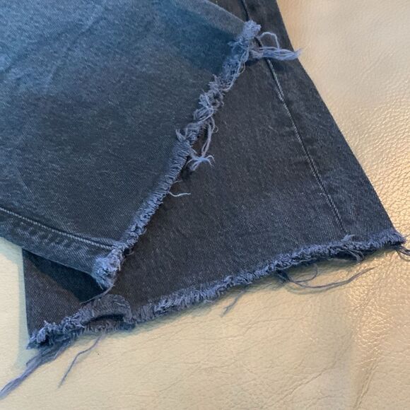 Levi's Button Fly Ribcage Crop Flare Jeans Women's Raw hem High Rise Black Sz 27 - Picture 12 of 13